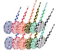 OFFSCH Lacci Piatti per Scarpe da Ginnastica 120cm, 12 Paia | Poliestere Resistente, Design Colorato a Griglia, Inserimento Facile nel Foro per Fissaggio
