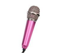 OFFSCH Mini Microfono Rosa in Lega di Alluminio per Smartphone e Laptop | Mini Microfono Karaoke, Cavo da 150cm, Registrazione Vocale, Auricolari, Formato Tascabile