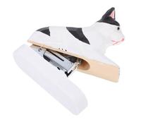 OFFSCH Mini Spillatrice in Legno Intagliata Mano Forma di Gatto Bianco Cucitrice Portatile e Decorativa per Ufficio Scuola e Casa Strumento Robusto per Rilegatura e Cancelleria