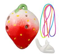 OFFSCH Ocarina Forma Fragola Strumento Musicale A Sei Fori Con Supporto Per Cordino E Spartito Musicale Per Bambini E Principianti