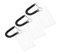 OFFSCH Porta Tessere Plastica Trasparente Cordino a Spirale e Polsiera Elastica 3 Set per Carte di Debito, Badge Lavoro e Accesso a Eventi