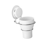 OFFSCH Portaspazzolino Bagno con Ventosa in Acciaio Inossidabile Bicchiere Plastica per Risciacquo Supporto da Parete per Spazzolino e Dentifricio Montaggio e Facile da