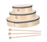 OFFSCH Set Tamburi a Mano in Legno per Bambini 6, 8 e 10 Pollici Bacchette, Strumento Musicale Percussione Educativo per Sviluppo Senso del Ritmo e Coordinazione Manuale