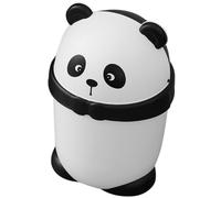 OFFSCH Small Recycling Bin in PP Plastic Featuring Panda Design and Cover, Functional Trash Can for Kitchen and Bedroom in Farmhouse Style