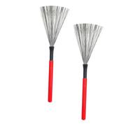 OFFSCH Spazzole per Tamburo Professionali in Filo D’acciaio Manico in Legno, Set da 2 Pezzi Compatte Ergonomiche per Batteria Jazz, Accessori per Strumenti a Percussione Adatte a Tutti i Tipi di Fusti