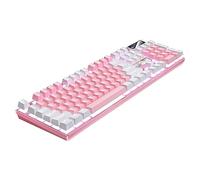 OFFSCH Tastiera Meccanica da Gioco Ergonomica Cablata ABS Piena Rosa 104 Tasti e Retroilluminata Supporto Pieghevole per Un'esperienza di Gaming Immersiva