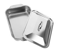 OFFSCH Vassoio Rettangolare in Acciaio Resistente Per Grigliare Pesce Teglia Portatile Con Coperchio Per Arrosti e Biscotti Versatile Per Cucinare e Servire