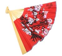 OFFSCH Ventaglio Pieghevole Cinese in Carta e Legno Rosso Motivo Fiore di Prugno, Resistente alla Deformazione, Decorazione Elegante per Soggiorno e Celebrazioni di Matrimonio