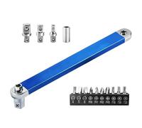 Offset Extension Wrench - Slim Tight Space Tool | 1/4” & 3/8” Adapter Set High Torque Socket Extension Precision Access Mechanic Tool for Professionals, Technicians, Garage, Home Repair