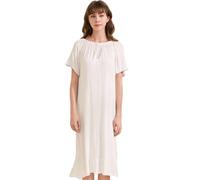 OFFSUM Camicia da Notte Donna - Camicia da Notte Estiva in Tinta Unita Bowknot Scollo A V in Cotone Elastico Camicia da Notte Casual Indumenti da Notte in Stile Principessa Bianca Taglie Forti,Bianca