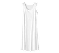 OFFSUM Camicia da Notte Donna - Lingerie di Accappatoio di Temperamento Stile Coreano in Cotone Estivo Senza Maniche Tinta Unita Girocollo di Grandi Dimensioni Bianco 5XL
