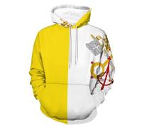 OFFSUM Felpa con Cappuccio 3D Unisex Città del Vaticano Drapeau National Giacca con Cappuccio Casual Hip Hop da Uomo Stile Streetwear Autunno Inverno con Tasca M