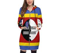 OFFSUM Giacca Con Cappuccio Da Donna - Swaziland Bandiera Nazionale Felpa Casual Con Cappuccio E Tasca Con Cerniera, Autunno Inverno, Cardigan Caldo E Morbido, Comoda Magliettam