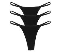 OFFSUM Perizoma da Donna - 3 Pezzi/Set Biancheria Intima Ultra Sottile di Grandi Dimensioni Senza Cuciture A Vita Bassa Perizoma Tinta Unita in Morbido Cotone Ad Alta Elasticità Nero L