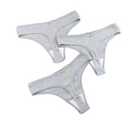 OFFSUM Perizoma da Donna - 3 Pezzi/Set Sexy Senza Cuciture Tinta Unita Mutandine Perizoma di Grandi Dimensioni Vita Bassa Biancheria Intima di Cotone Leggero E Morbido Elasticizzato Grigio XL
