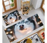 OFFSUM Set Di Tappeti Da Cucina In Due Pezzi Cane Animale 2 Pezzi Di Tappeti E Zerbini Da Cucina Per Corridoio Ingresso Ufficio Decorazione Della Casa Tappeto Antiscivolo 43X75Cm+43X120Cm