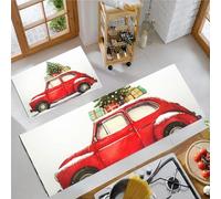 OFFSUM Set Di Tappeti Da Cucina In Due Pezzi Macchina Rossa Set Di Tappetini Da Cucina Antiscivolo Decorazione Per La Casa Tappeto Per Corridoio Ingresso Ufficio 50X80Cm+50X150Cm