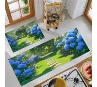 OFFSUM Set Di Tappeti Da Cucina In Due Pezzi Prato Verde Tappetini Da Cucina 2 Pezzi Antiscivolo Lavabili Decorazione Festiva Per Ingresso Camera Da Letto Ufficio 43X75Cm+43X120Cm