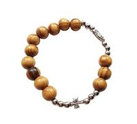 Ofggd Bracciale vintage a forma di rosario, con perle elasticizzate, battesimi, rosari, bracciali da preghiera, per uomini e donne, gioielli a croce, Taglia unica