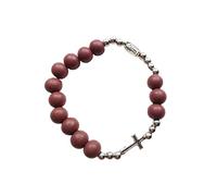 Ofggd Bracciale vintage a forma di rosario, con perle elasticizzate, battesimi, rosari, bracciali da preghiera, per uomini e donne, gioielli a croce, Taglia unica