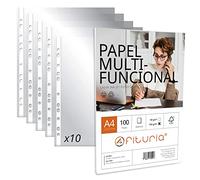 OFITURIA Buste Plastica A4 Trasparenti Multiforo, Confezione da 10 Buste + 100 Fogli A4 da 90gr Multiuso