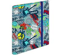 OFITURIA Carpeblock 4 Anillas Smiley Rebel, Carpeta Archivador 4 Anillas A4 Escolar con Goma, Carpeta Clasificadora Anillas Juvenil con Tapa Dura de Cartón de Gran Calidad - Medidas 27,5 x 32 x 5 cm