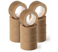 OFITURIA Cinta Adhesiva Ecológica de Papel Kraft color Marrón. Cinta de Carrocero para Embalaje, Enmarcar Cuadros o Sellar. Empaquetado Seguro y Resistente (72 mm x 45 mts - Kraft, 12 Rollos)