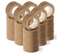 OFITURIA Cinta Adhesiva Ecológica de Papel Kraft color Marrón. Cinta de Carrocero para Embalaje, Enmarcar Cuadros o Sellar. Empaquetado Seguro y Resistente (72 mm x 45 mts - Kraft, 24 Rollos)