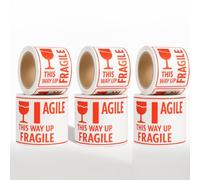 OFITURIA Etichette FRAGILE 4x4" - Confezione 6 rotoli (1800 pezzi) | etichette fragile spedizione, rotolo adesivo 101mm per logistica, trasporto e magazzino