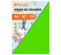 OFITURIA FAB-15625 Pack 100 Hojas Color Verde Fuerte Tamaño A4 80g