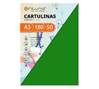 OFITURIA FAB-16574 Pack 50 Cartulinas Color Verde Oscuro Tamaño A3, 180g