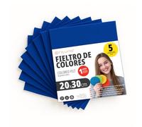 OFITURIA Feltro Colorato per Artigianato, Fai-da-te, Progetti Scolastici, Scrapbooking, Cucito Creativo e Decorazioni 20x30cm (Blu Scuro, 5 pz)