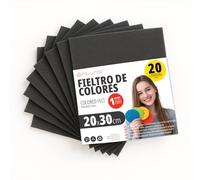 OFITURIA Feltro Colorato per Artigianato, Fai-da-te, Progetti Scolastici, Scrapbooking, Cucito Creativo e Decorazioni 20x30cm (Nero, 20 pz)