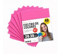 OFITURIA Feltro Colorato per Artigianato, Fai-da-te, Progetti Scolastici, Scrapbooking, Cucito Creativo e Decorazioni 20x30cm (Fucsia, 40 pz)