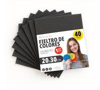 OFITURIA Feltro Colorato per Artigianato, Fai-da-te, Progetti Scolastici, Scrapbooking, Cucito Creativo e Decorazioni 20x30cm (Nero, 40 pz)