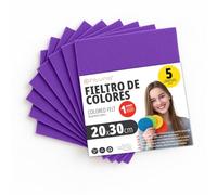 OFITURIA Feltro Colorato per Artigianato, Fai-da-te, Progetti Scolastici, Scrapbooking, Cucito Creativo e Decorazioni 20x30cm (Viola, 5 pz)