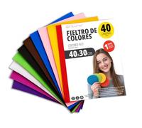 OFITURIA Feltro Colorato per Artigianato, Fai-da-te, Progetti Scolastici, Scrapbooking, Cucito Creativo e Decorazioni 40x30cm (Assortito, 40 pz)