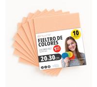 OFITURIA Feltro Colorato per Artigianato, Fai-da-te, Progetti Scolastici, Scrapbooking, Cucito Creativo e Decorazioni 20x30cm (Pesca, 10 pz)