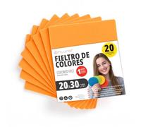 OFITURIA Feltro Colorato per Artigianato, Fai-da-te, Progetti Scolastici, Scrapbooking, Cucito Creativo e Decorazioni 20x30cm (Arancione, 20 pz)