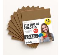 OFITURIA Feltro Colorato per Artigianato, Fai-da-te, Progetti Scolastici, Scrapbooking, Cucito Creativo e Decorazioni 20x30cm (Marrone, 10 pz)