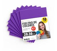 OFITURIA Feltro Colorato per Artigianato, Fai-da-te, Progetti Scolastici, Scrapbooking, Cucito Creativo e Decorazioni 20x30cm (Viola, 10 pz)