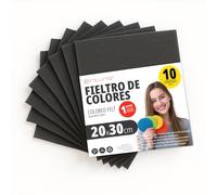 OFITURIA Feltro Colorato per Artigianato, Fai-da-te, Progetti Scolastici, Scrapbooking, Cucito Creativo e Decorazioni 20x30cm (Nero, 10 pz)