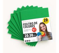 OFITURIA Feltro Colorato per Artigianato, Fai-da-te, Progetti Scolastici, Scrapbooking, Cucito Creativo e Decorazioni 20x30cm (Verde, 20 pz)
