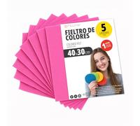 OFITURIA Feltro Colorato per Artigianato, Fai-da-te, Progetti Scolastici, Scrapbooking, Cucito Creativo e Decorazioni 40x30cm (Fucsia, 5 pz)