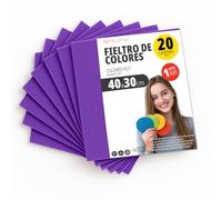 OFITURIA Feltro Colorato per Artigianato, Fai-da-te, Progetti Scolastici, Scrapbooking, Cucito Creativo e Decorazioni 40x30cm (Viola, 20 pz)