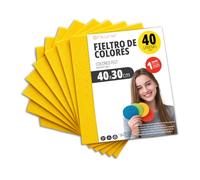 OFITURIA Feltro Colorato per Artigianato, Fai-da-te, Progetti Scolastici, Scrapbooking, Cucito Creativo e Decorazioni 40x30cm (Giallo, 40 pz)