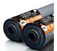 OFITURIA Feltro protettivo per pavimenti 90 cm x 4 m, 180 g/m², confezione da 2 pz, ideale per proteggere i pavimenti durante pittura e lavori (90cmx4m, 2 pz)