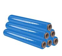 Ofituria Film Azul para Embalar de 50 cm x 200 Metros de Longitud - Rollo de Film Elástico Manual para Embalaje Industrial - 6 unidades