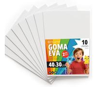 OFITURIA Fogli di Gomma Eva Colorata per Lavoretti Creativi, Fai-da-te, Progetti Scolastici, Scrapbooking, Decorazioni Artistiche e Biglietti 40x30cm (Bianco, 10 pz)