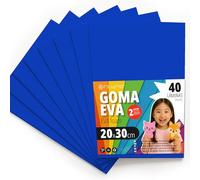 OFITURIA Fogli di Gomma Eva Colorata per Lavoretti Creativi, Fai-da-te, Progetti Scolastici, Scrapbooking, Decorazioni Artistiche e Biglietti 20x30cm (Blu, 40 pz)